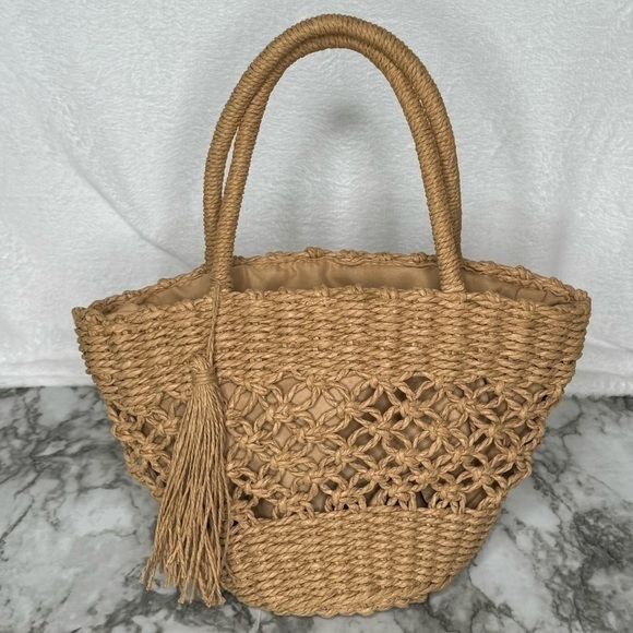 Lulla Collection Raffia Straw Woven‎ Tote Handbag - Picture 1 of 12